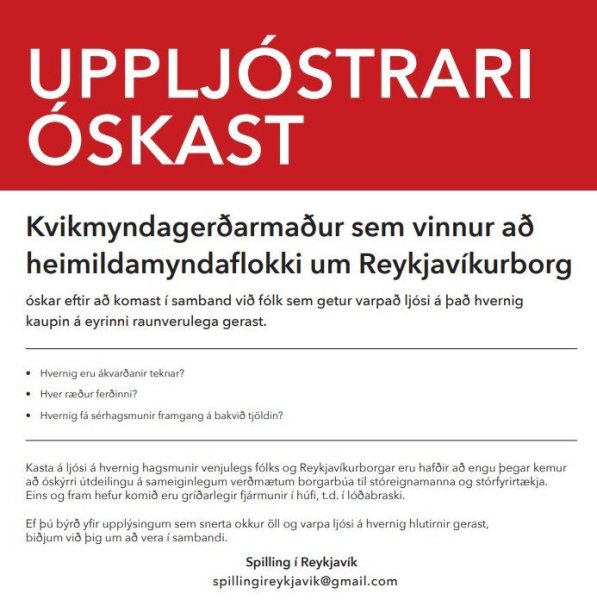 Kvikmyndagerðarmaður auglýsir eftir uppljóstrara – „Ef þú býrð yfir upplýsingum sem snerta okkur öll…“