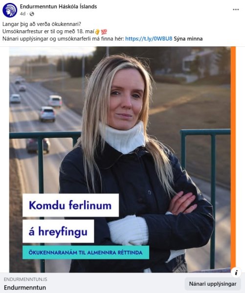 Þuríður gagnrýnir hvatningu HÍ til fólks um að fara í ökukennaranám